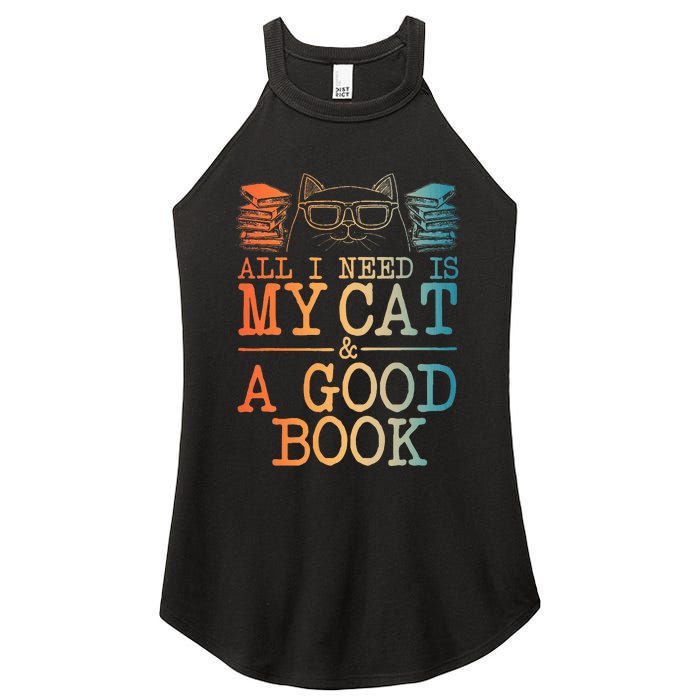 Cat & Book Art For Women Cat Librarian Novel Book Lover Women's Perfect Tri Rocker Tank