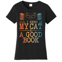 Cat & Book Art For Women Cat Librarian Novel Book Lover Women's T-Shirt