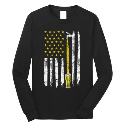 Craft Beer American Flag USA 4th Of July Brewery America Long Sleeve Shirt