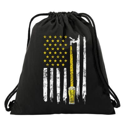 Craft Beer American Flag USA 4th Of July Brewery America Drawstring Bag