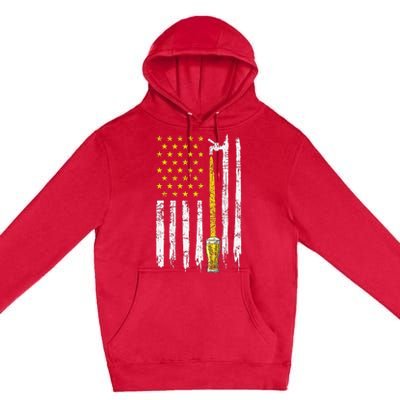 Craft Beer American Flag USA 4th Of July Brewery America Premium Pullover Hoodie