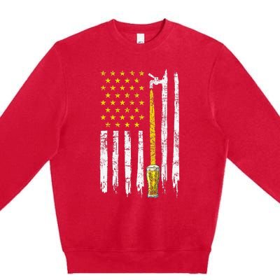 Craft Beer American Flag USA 4th Of July Brewery America Premium Crewneck Sweatshirt