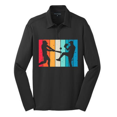 Cool Baseball Art For  Wo Baseball Player Sport Lovers Silk Touch Performance Long Sleeve Polo