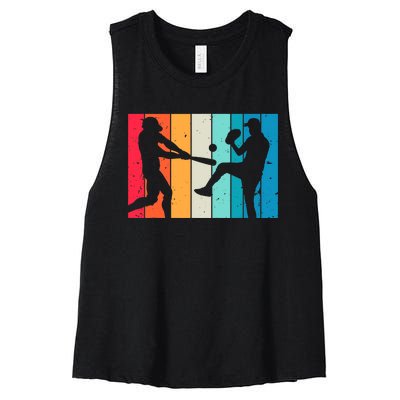 Cool Baseball Art For  Wo Baseball Player Sport Lovers Women's Racerback Cropped Tank