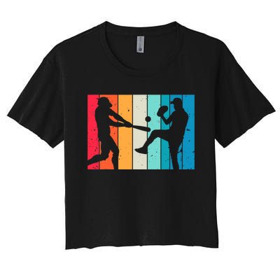 Cool Baseball Art For  Wo Baseball Player Sport Lovers Women's Crop Top Tee