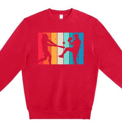 Cool Baseball Art For  Wo Baseball Player Sport Lovers Premium Crewneck Sweatshirt