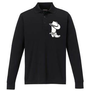 Cowboy Boot And Hat Performance Long Sleeve Polo