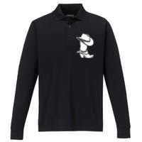 Cowboy Boot And Hat Performance Long Sleeve Polo