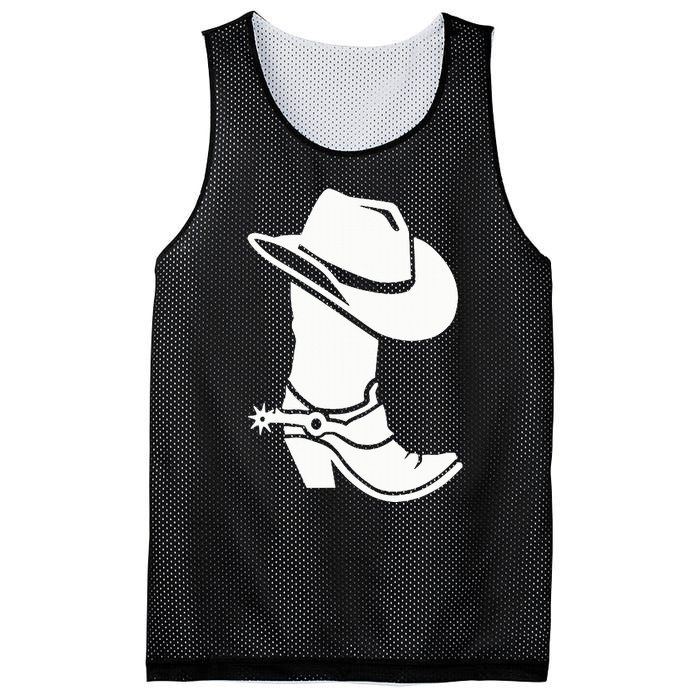 Cowboy Boot And Hat Mesh Reversible Basketball Jersey Tank