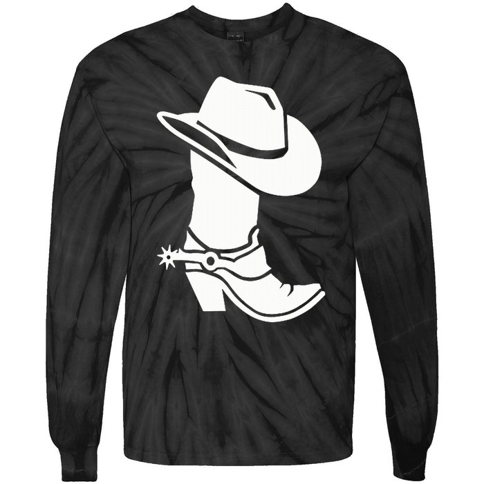 Cowboy Boot And Hat Tie-Dye Long Sleeve Shirt