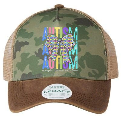 Cute Bow Autism Accept Understand Love Autism Awareness Legacy Tie Dye Trucker Hat