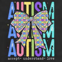 Cute Bow Autism Accept Understand Love Autism Awareness 7 Panel Mesh Trucker Snapback Hat