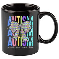 Cute Bow Autism Accept Understand Love Autism Awareness 11oz C Handle Ceramic Mug