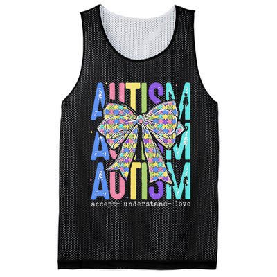 Cute Bow Autism Accept Understand Love Autism Awareness Mesh Reversible Basketball Jersey Tank