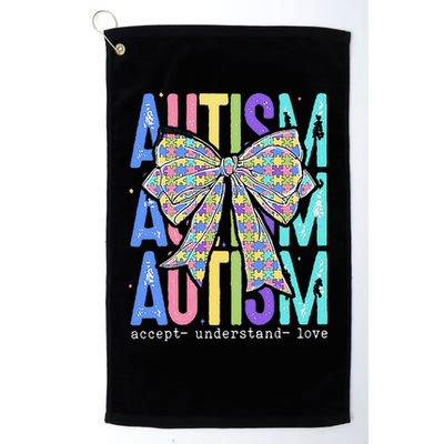 Cute Bow Autism Accept Understand Love Autism Awareness Golf Towel