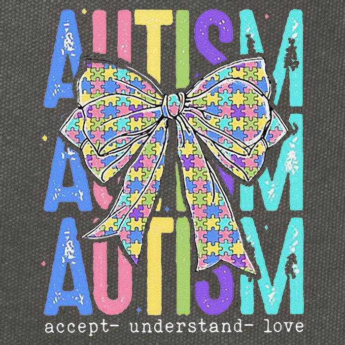 Cute Bow Autism Accept Understand Love Autism Awareness Cotton Canvas Backpack