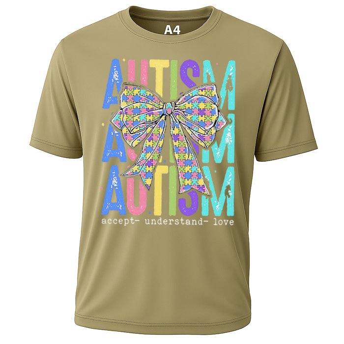 Cute Bow Autism Accept Understand Love Autism Awareness Cooling Performance Crew T-Shirt