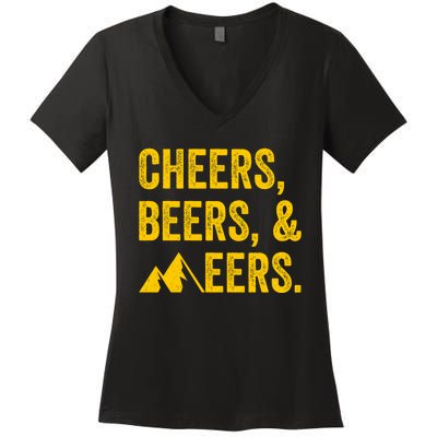 Cheers Beers And Mountaineers West Virginia Women's V-Neck T-Shirt