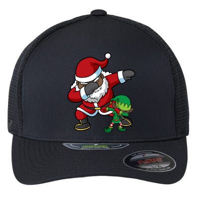 Christmas Black African American Dabbing Santa Claus Elf Dab Gift Flexfit Unipanel Trucker Cap