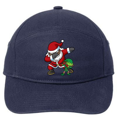 Christmas Black African American Dabbing Santa Claus Elf Dab Gift 7-Panel Snapback Hat