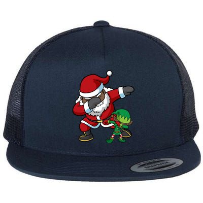 Christmas Black African American Dabbing Santa Claus Elf Dab Gift Flat Bill Trucker Hat