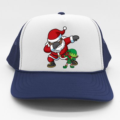 Christmas Black African American Dabbing Santa Claus Elf Dab Gift Trucker Hat