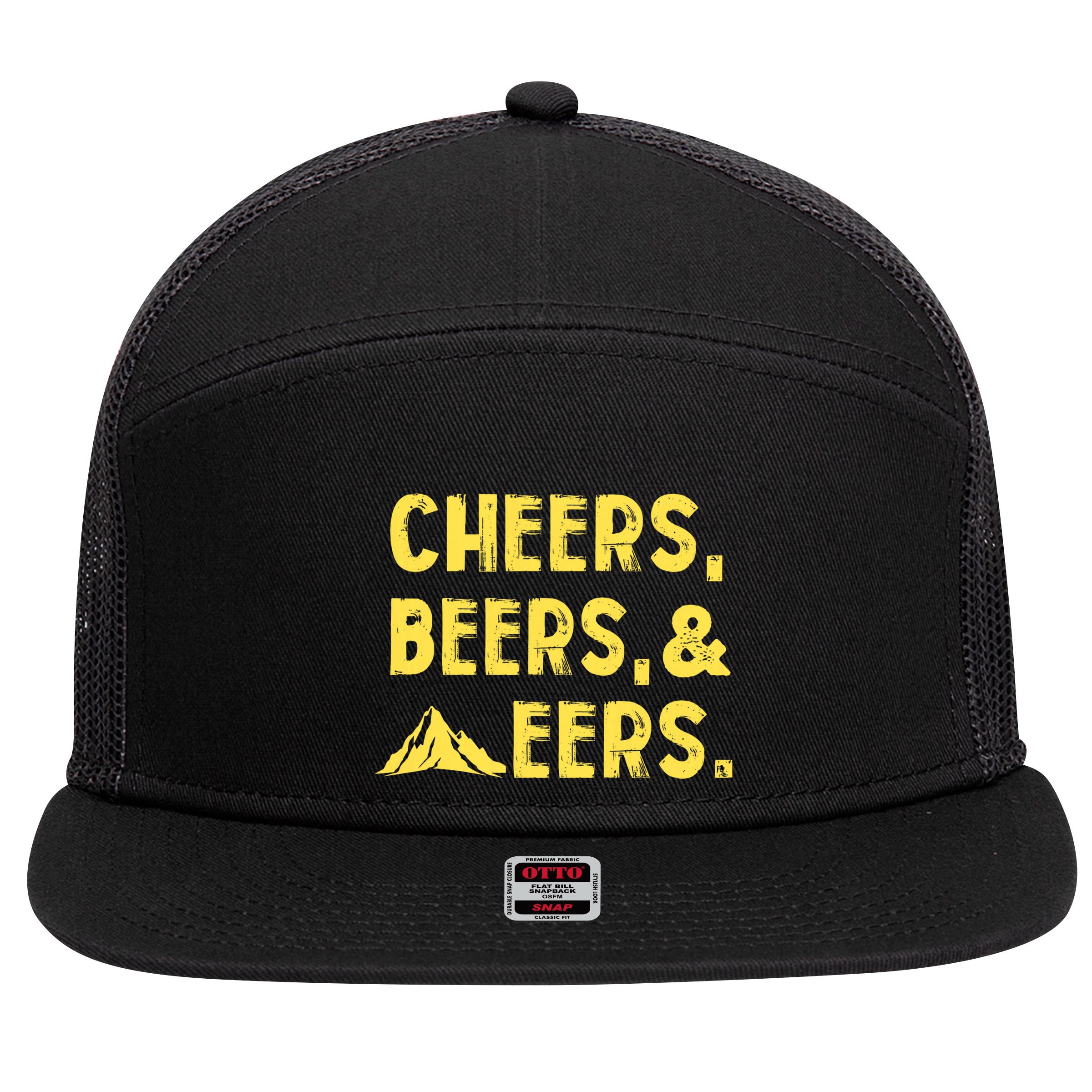 Cheers Beers And Mountaineers West Virginia 7 Panel Mesh Trucker Snapback Hat