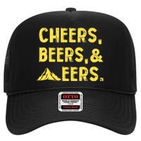 Cheers Beers And Mountaineers West Virginia High Crown Mesh Back Trucker Hat