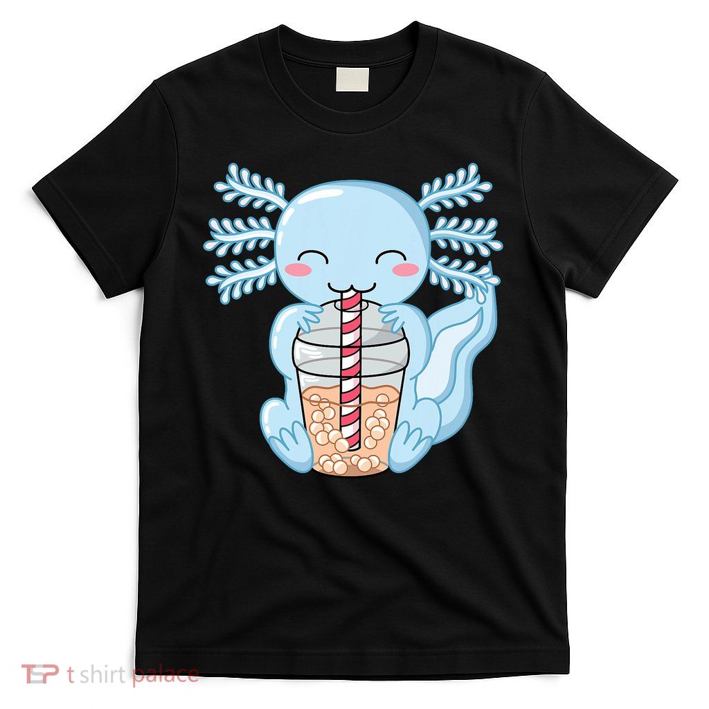 Cute Blue Axolotl Bubble Tea Kawaii Axolotls T-Shirt