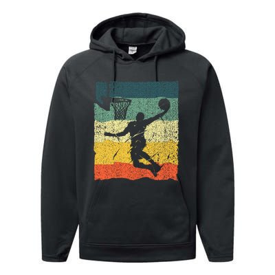 Cool Basketball Art Vintage Basketball Player Performance Fleece Hoodie