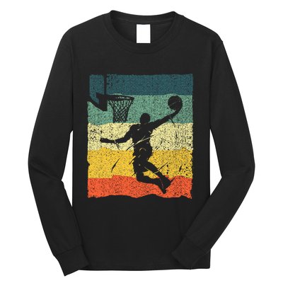 Cool Basketball Art Vintage Basketball Player Long Sleeve Shirt