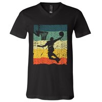 Cool Basketball Art Vintage Basketball Player V-Neck T-Shirt