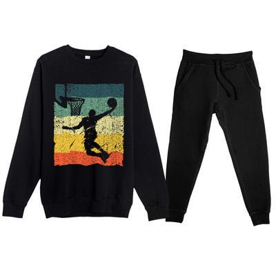 Cool Basketball Art Vintage Basketball Player Premium Crewneck Sweatsuit Set