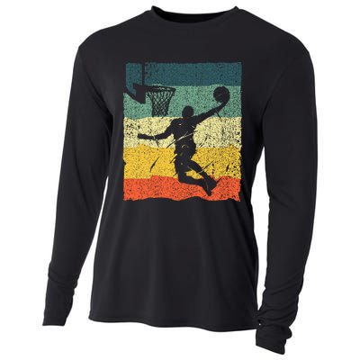 Cool Basketball Art Vintage Basketball Player Cooling Performance Long Sleeve Crew