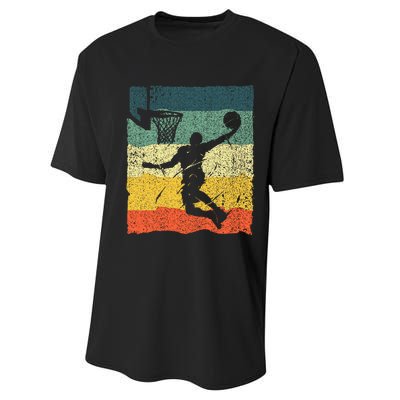 Cool Basketball Art Vintage Basketball Player Performance Sprint T-Shirt