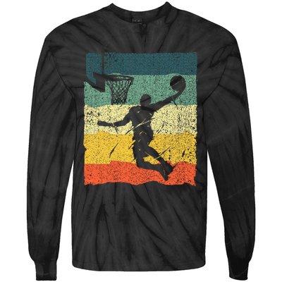 Cool Basketball Art Vintage Basketball Player Tie-Dye Long Sleeve Shirt