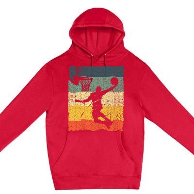 Cool Basketball Art Vintage Basketball Player Premium Pullover Hoodie