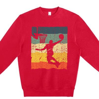 Cool Basketball Art Vintage Basketball Player Premium Crewneck Sweatshirt