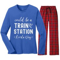 Could Be A Train Station Kinda Day Great Gift Women's Long Sleeve Flannel Pajama Set 