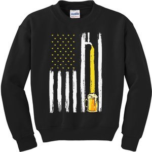 Craft Beer American Flag USA 4th Of July Brewery America Kids Sweatshirt