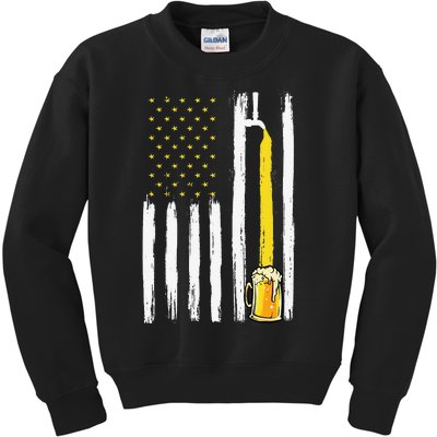 Craft Beer American Flag USA 4th Of July Brewery America Kids Sweatshirt