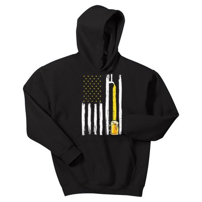 Craft Beer American Flag USA 4th Of July Brewery America Kids Hoodie