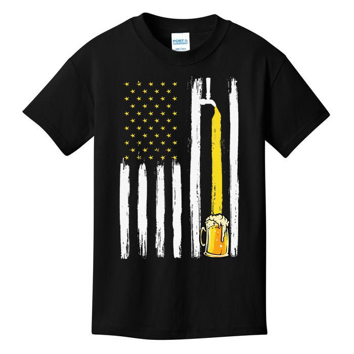 Craft Beer American Flag USA 4th Of July Brewery America Kids T-Shirt