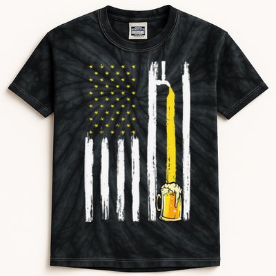 Craft Beer American Flag USA 4th Of July Brewery America Kids Tie-Dye T-Shirt