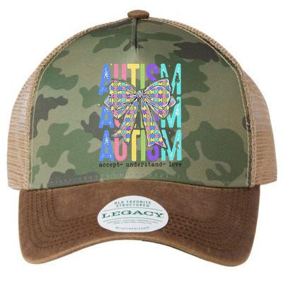 Cute Bow Autism Accept Understand Love Autism Awareness Legacy Tie Dye Trucker Hat