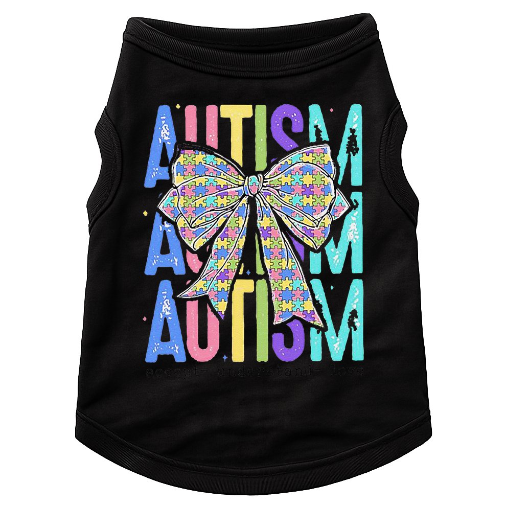 Cute Bow Autism Accept Understand Love Autism Awareness Doggie Tank