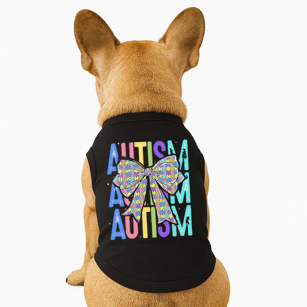 Cute Bow Autism Accept Understand Love Autism Awareness Doggie Tank