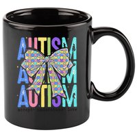 Cute Bow Autism Accept Understand Love Autism Awareness 11oz C Handle Ceramic Mug