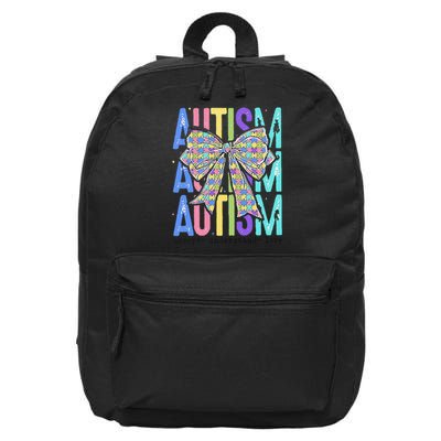 Cute Bow Autism Accept Understand Love Autism Awareness 16 in Basic Backpack