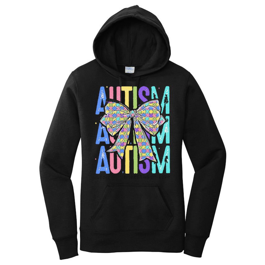 Cute Bow Autism Accept Understand Love Autism Awareness Women's Pullover Hoodie